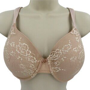 Bali 34D Bra Desire Lace Push Up With Lift Style D653 Solid Beige Flower Bow